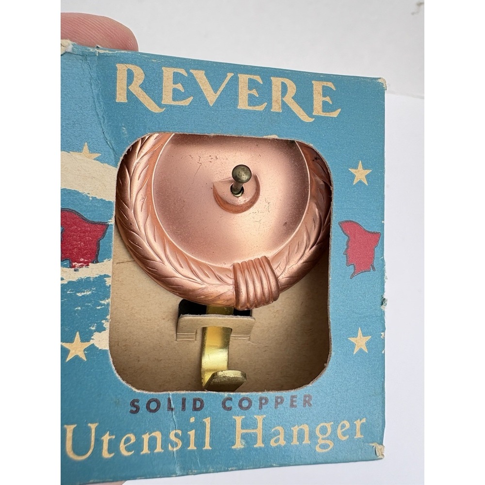 Vintage REVERE Solid Copper Utensil Hanger w/ Box Mid Century - Picture 7 of 9